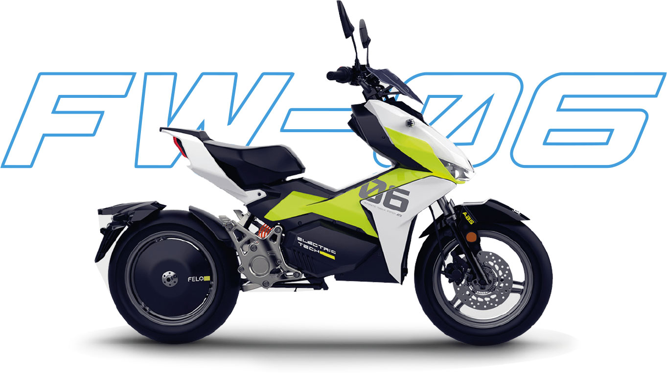 Metà moto, metà scooter.  Scopri la due ruote elettrica di nuova concezione FELO FW-06:  potente, leggera ed elegante.
