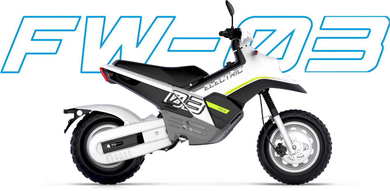 Metà moto, metà scooter.  Scopri la due ruote elettrica di nuova concezione FELO FW-06:  potente, leggera ed elegante.